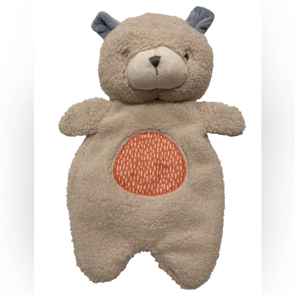 Ingenuity Teddy Bear 12" Cream Beige Flat Beanie Plush Baby Lovey Toy.